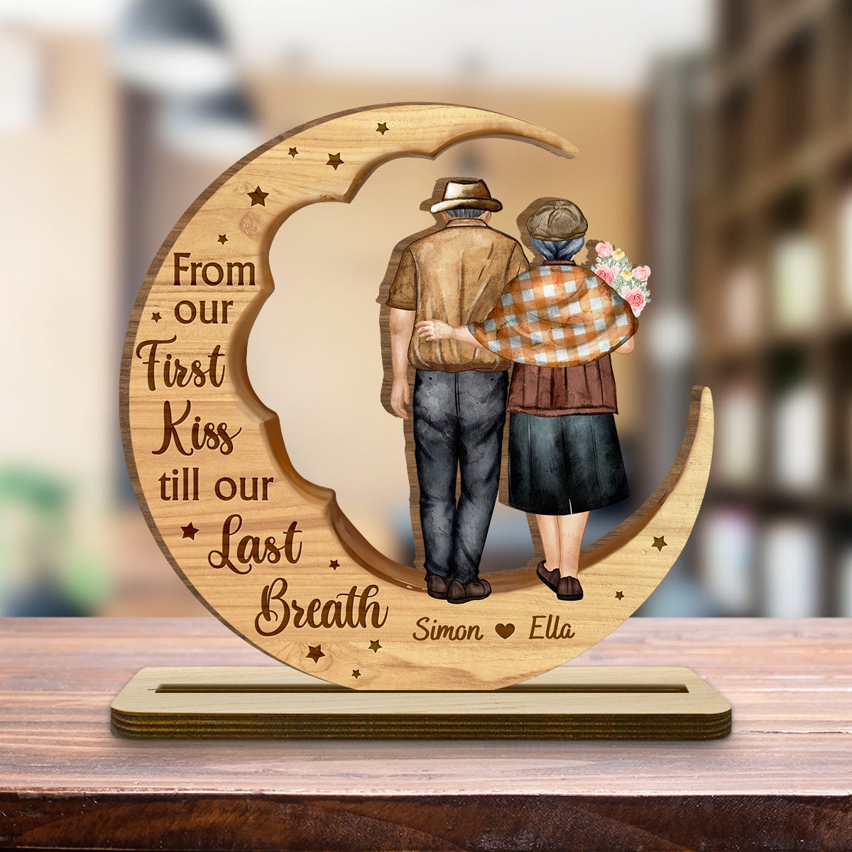You And Me Together - Personalized Custom 2-Layer Wood Plaque With Flat Base