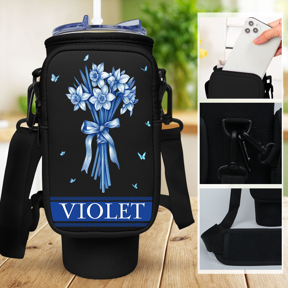 Grandma Love Grow Here - Personalized Custom Water Bottle Carrier Bag