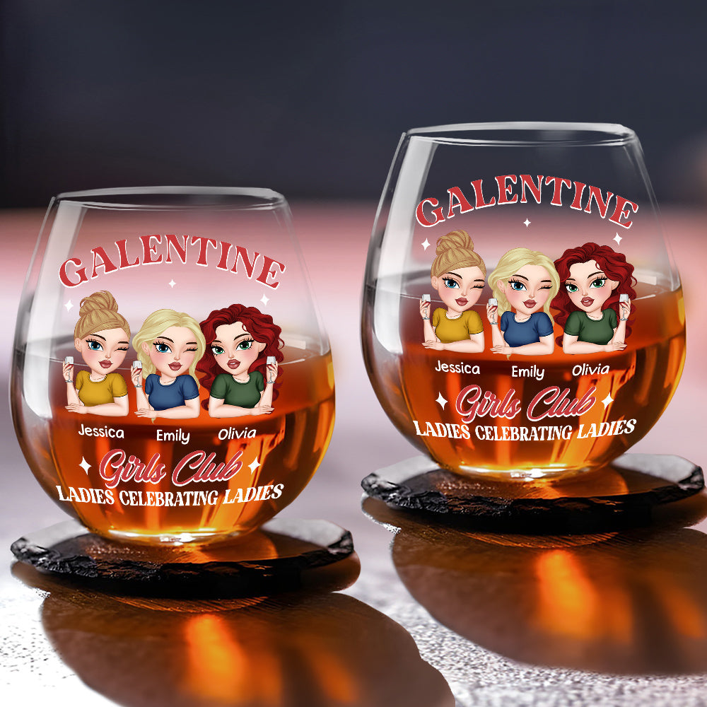 Galentine Girls Club - Personalized Custom Wine Glass