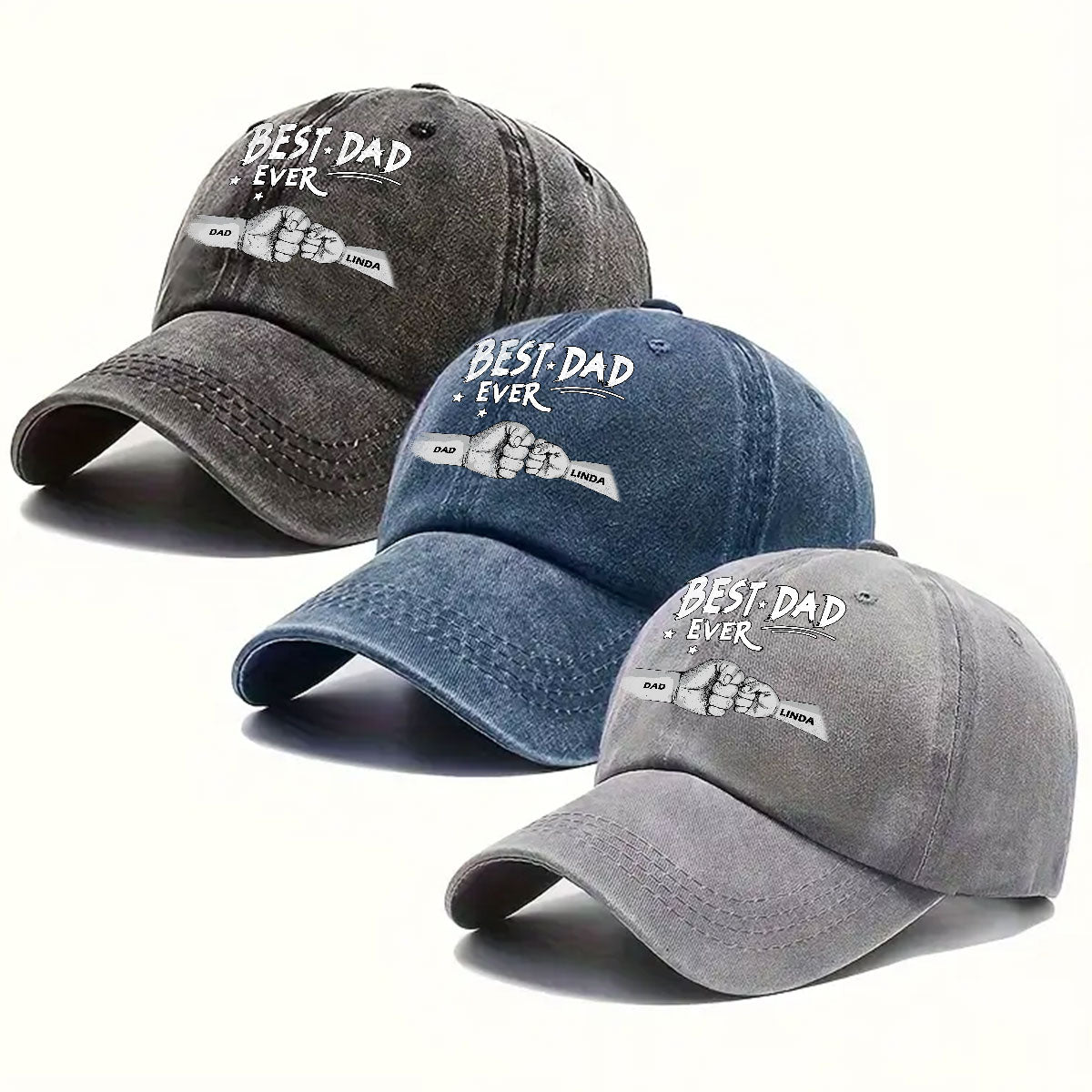 The Power Of Dad Comes From Love - Personalized Custom Vintage Washed Denim Cap