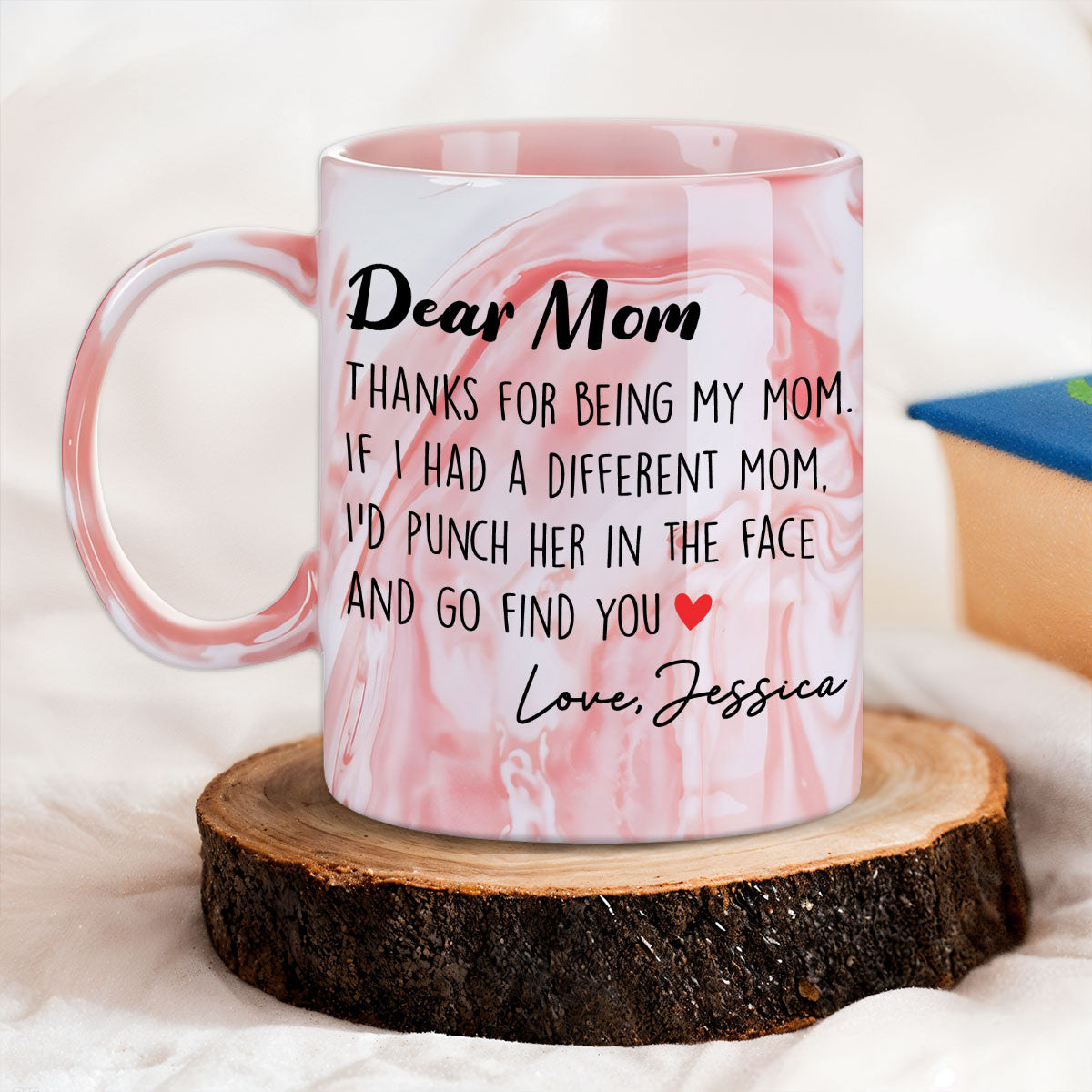 Another Mom - Personalized Custom Pink Marble Mug