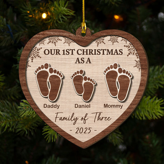 Our 1st Christmas - Personalized Custom Freeshape 2-Layered Wood Ornament