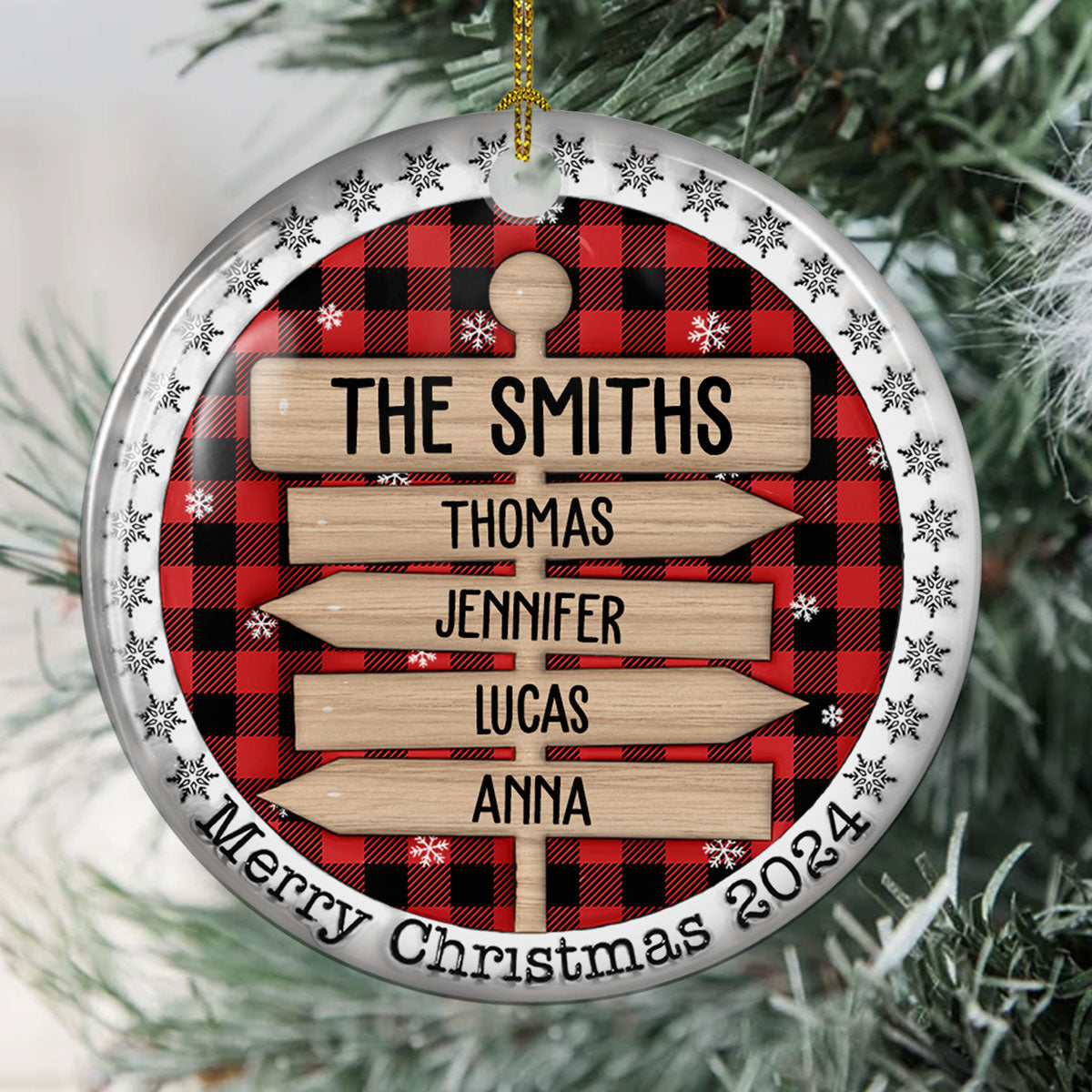Custom Name Family - Personalized Custom 3D Inflated Effect Ceramic Ornament