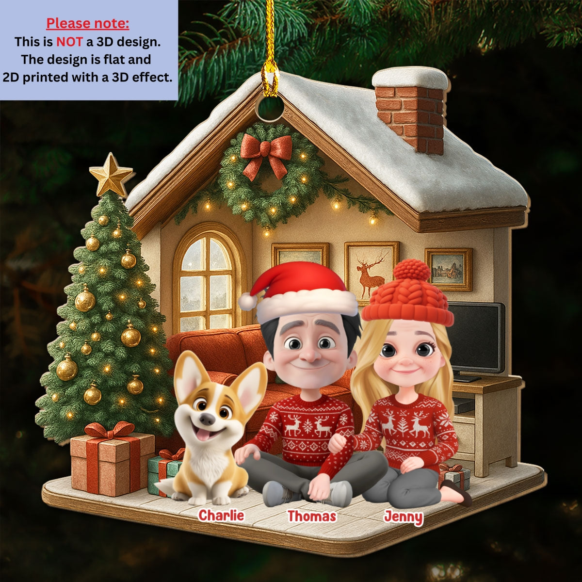 Under One Roof - Personalized Custom 3D Effect Acrylic Ornament