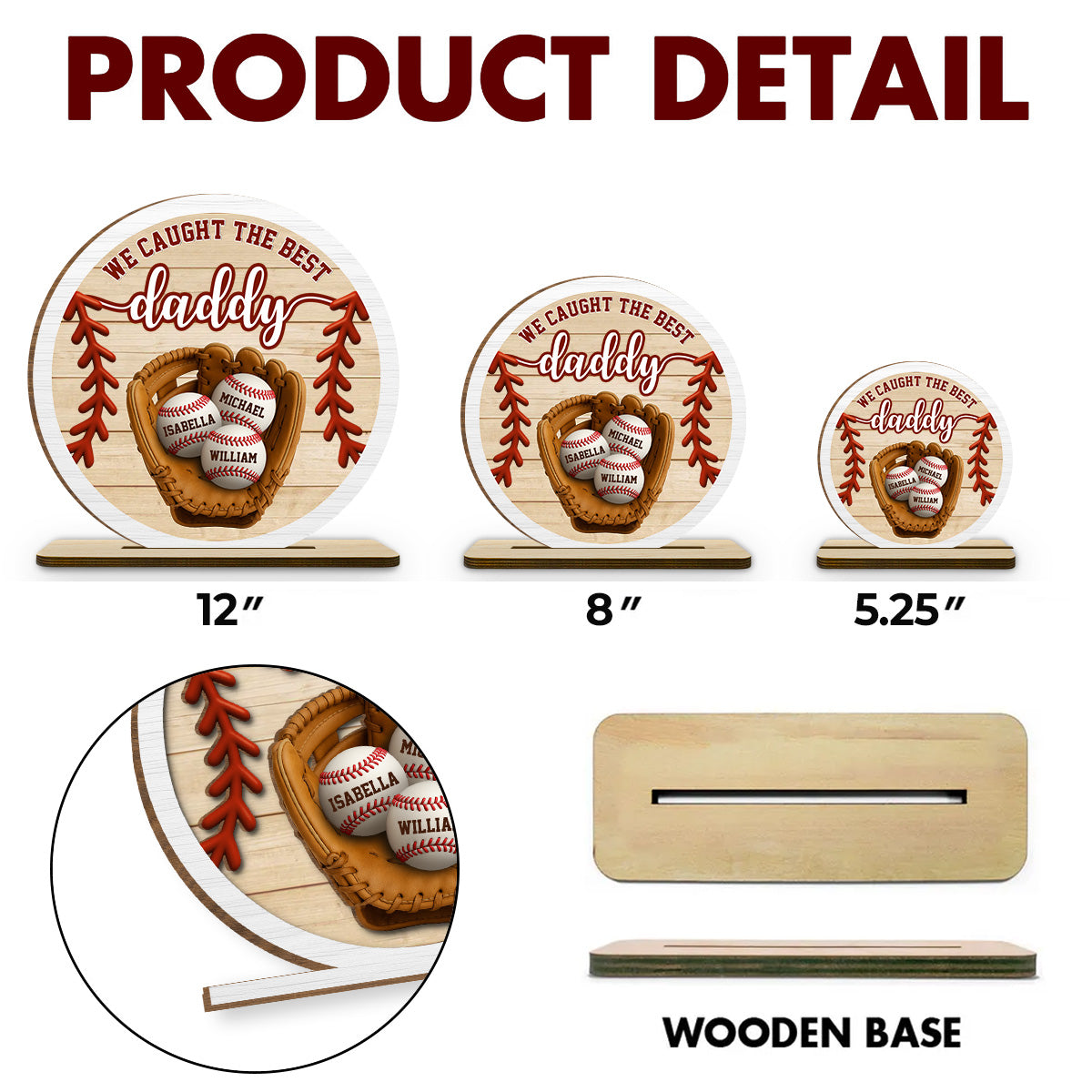 Daddy Team - Personalized Custom 2-Layer Wood Plaque With Flat