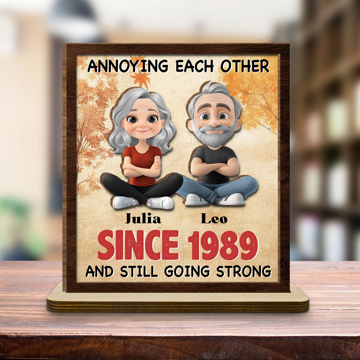 Together Forever - Personalized Custom 2-Layer Wood Plaque With Flat Base