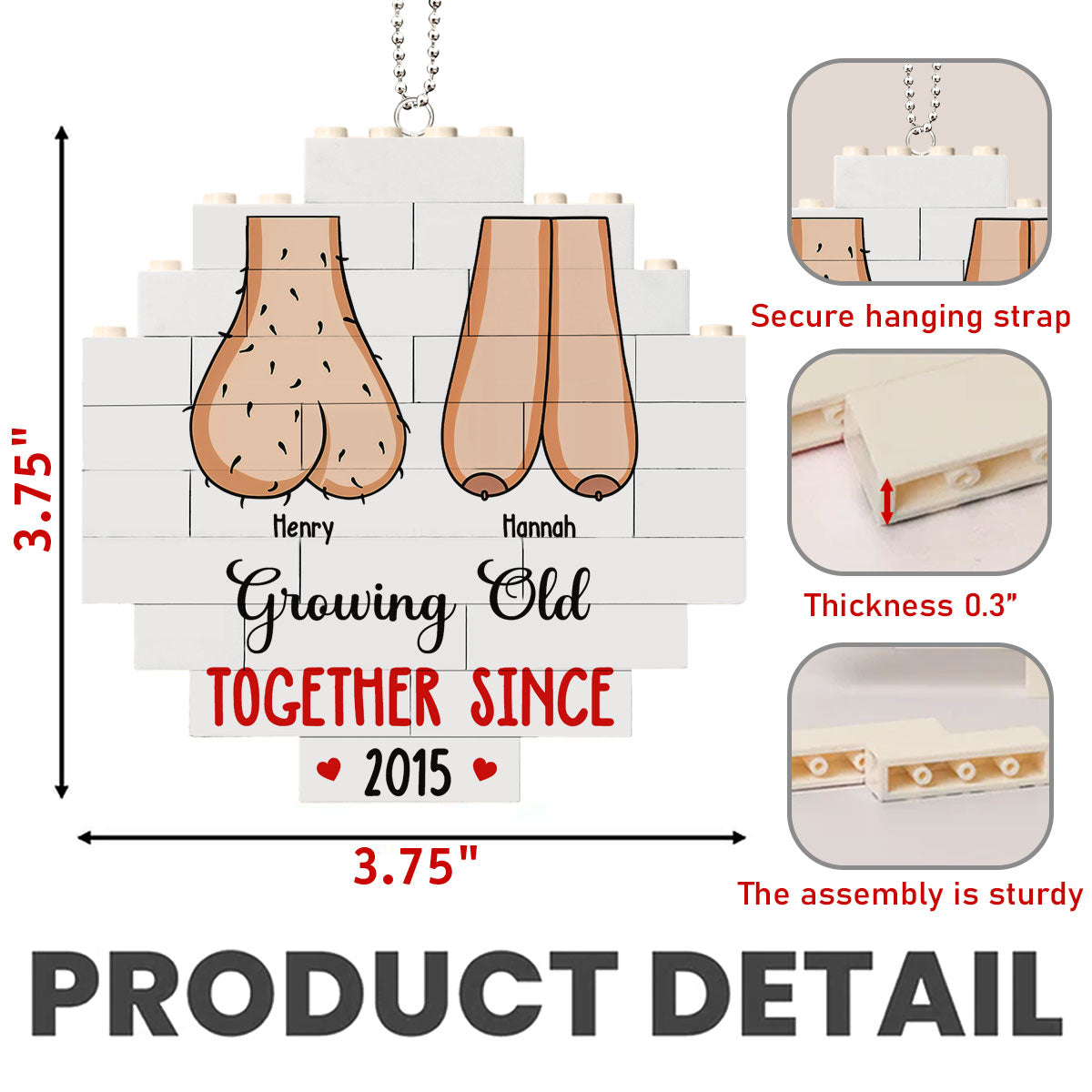 Grow Old With You - Personalized Custom Puzzle Car Ornament