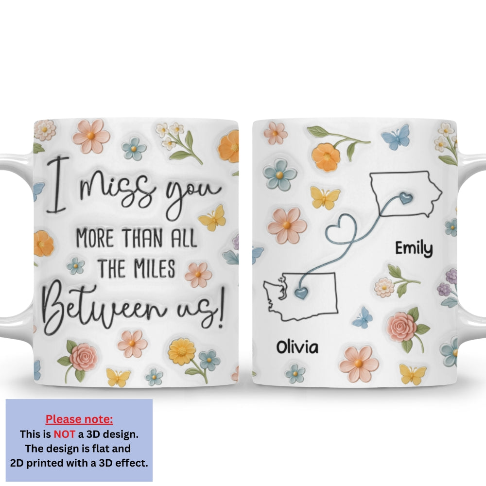 Beyond Miles I Miss You - Personalized Custom 3D Inflated Effect Mug