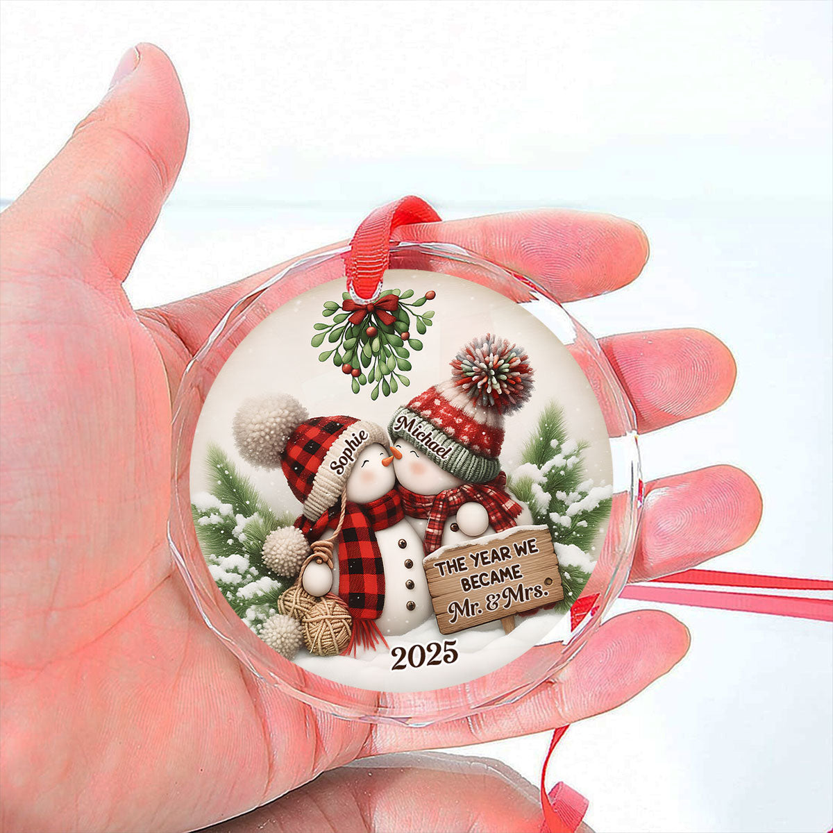 Merry And Bright Together - Personalized Custom Glass Ornament