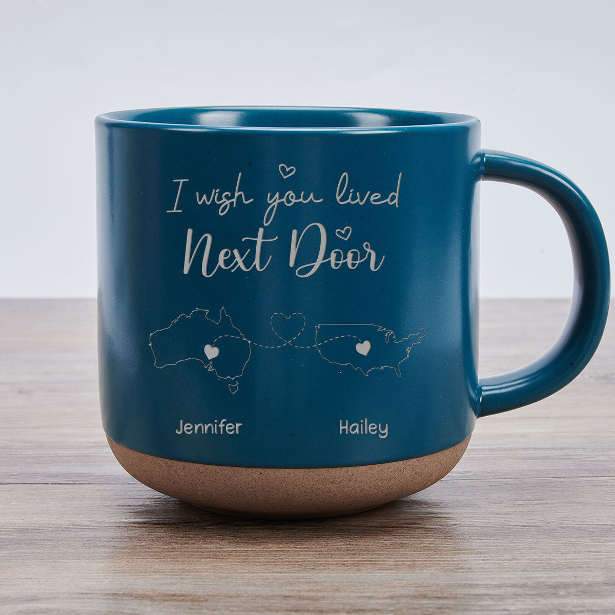 I Wish We Lived Close International  - Personalized Custom Engraved Pottery Mug