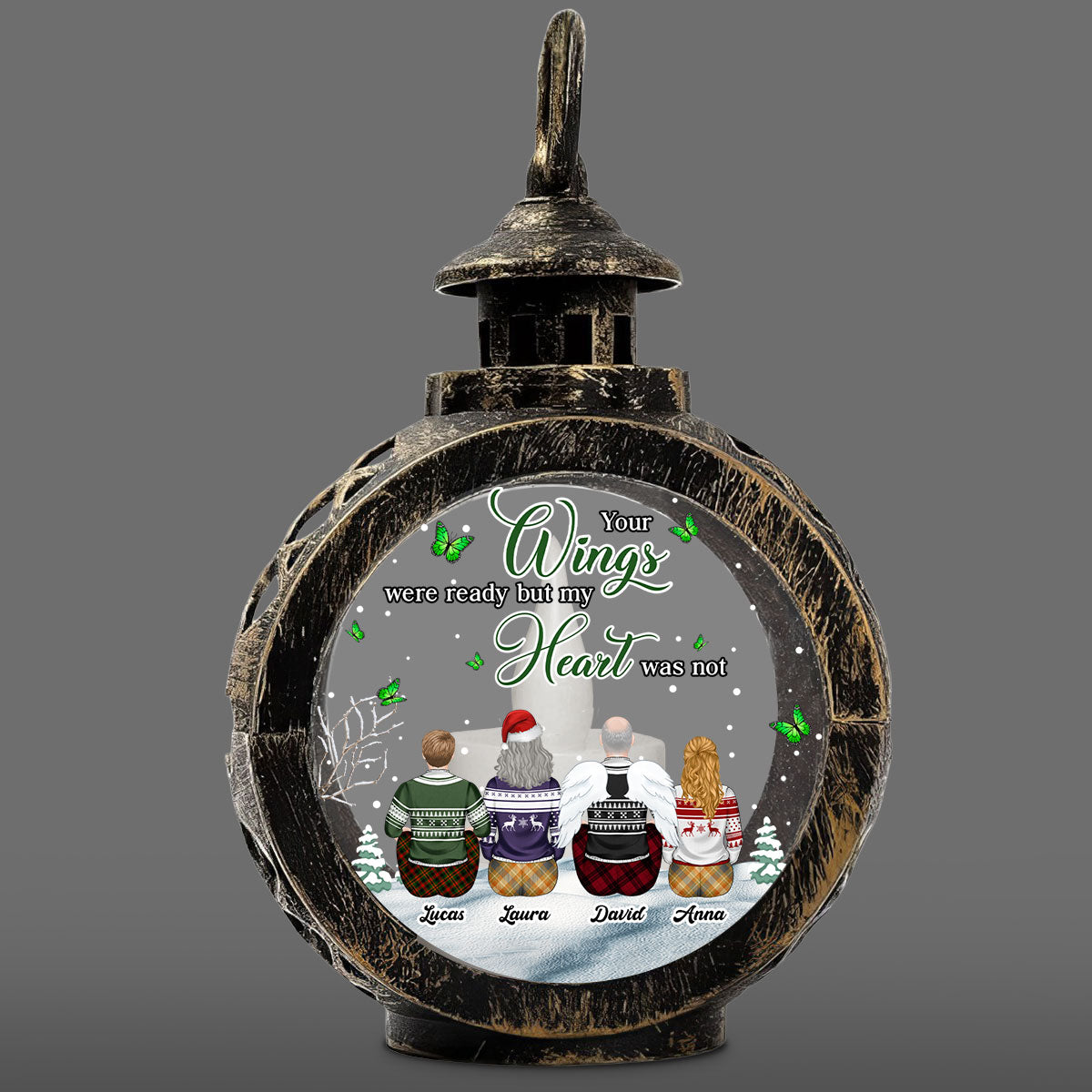 Your Wings Were Ready But My Heart Was Not - Personalized Custom Christmas Lantern