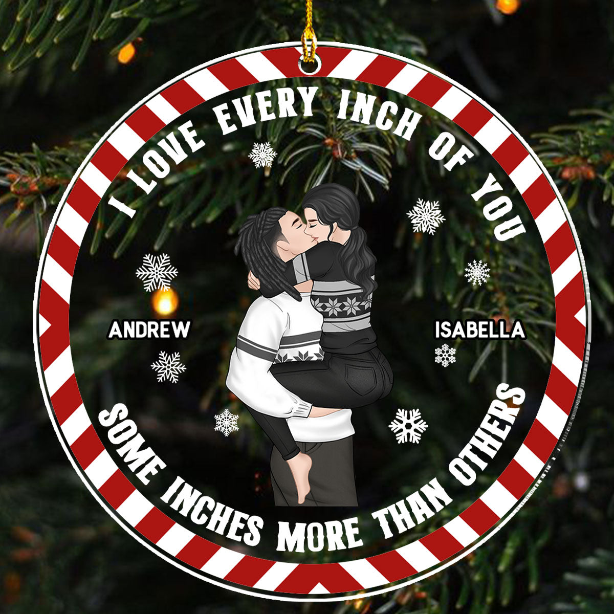Christmas Couple Love Every Inch Of You - Personalized Custom Acrylic Ornament