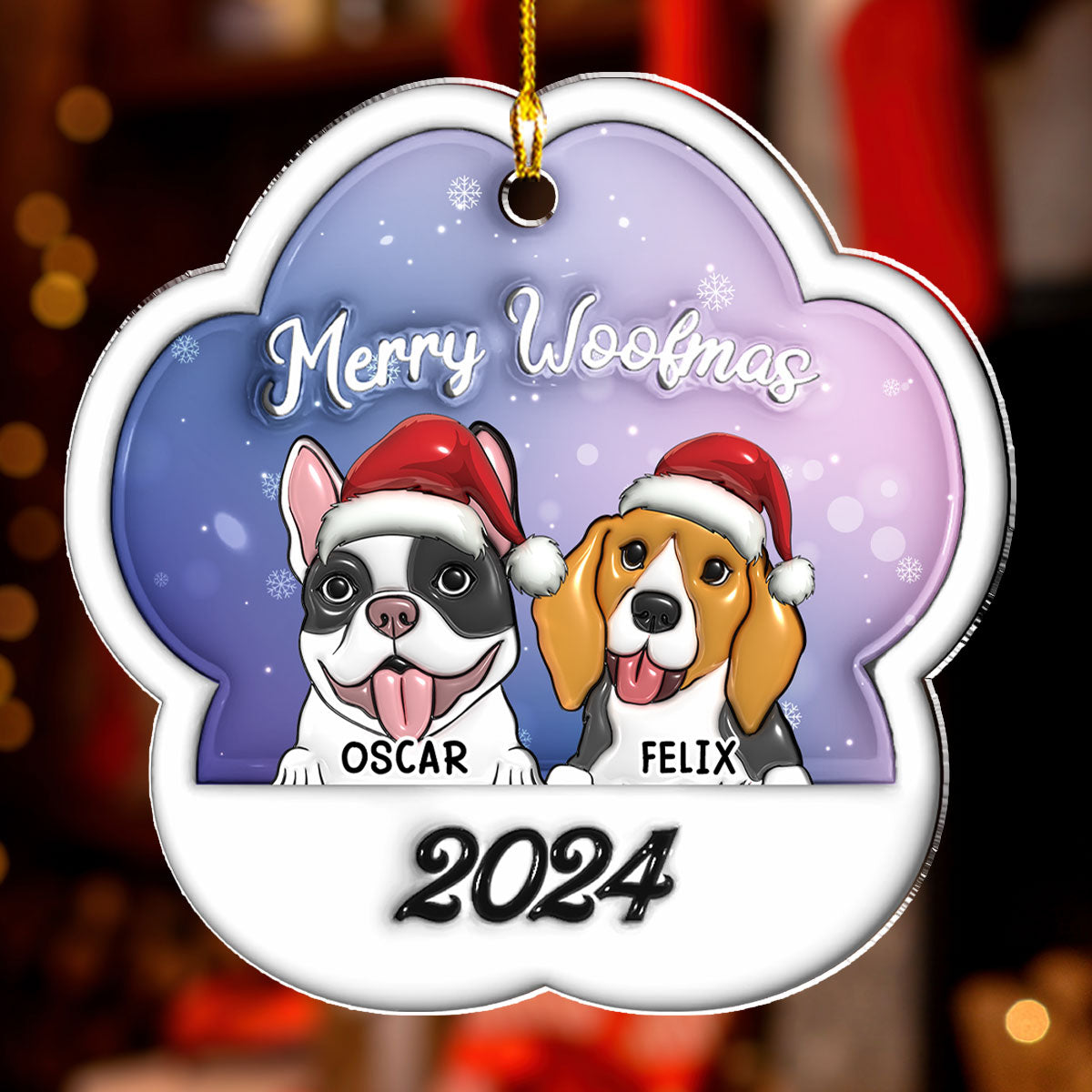 Merry Woofmas 2024 - Personalized Custom 3D Inflated Effect Acrylic Ornament