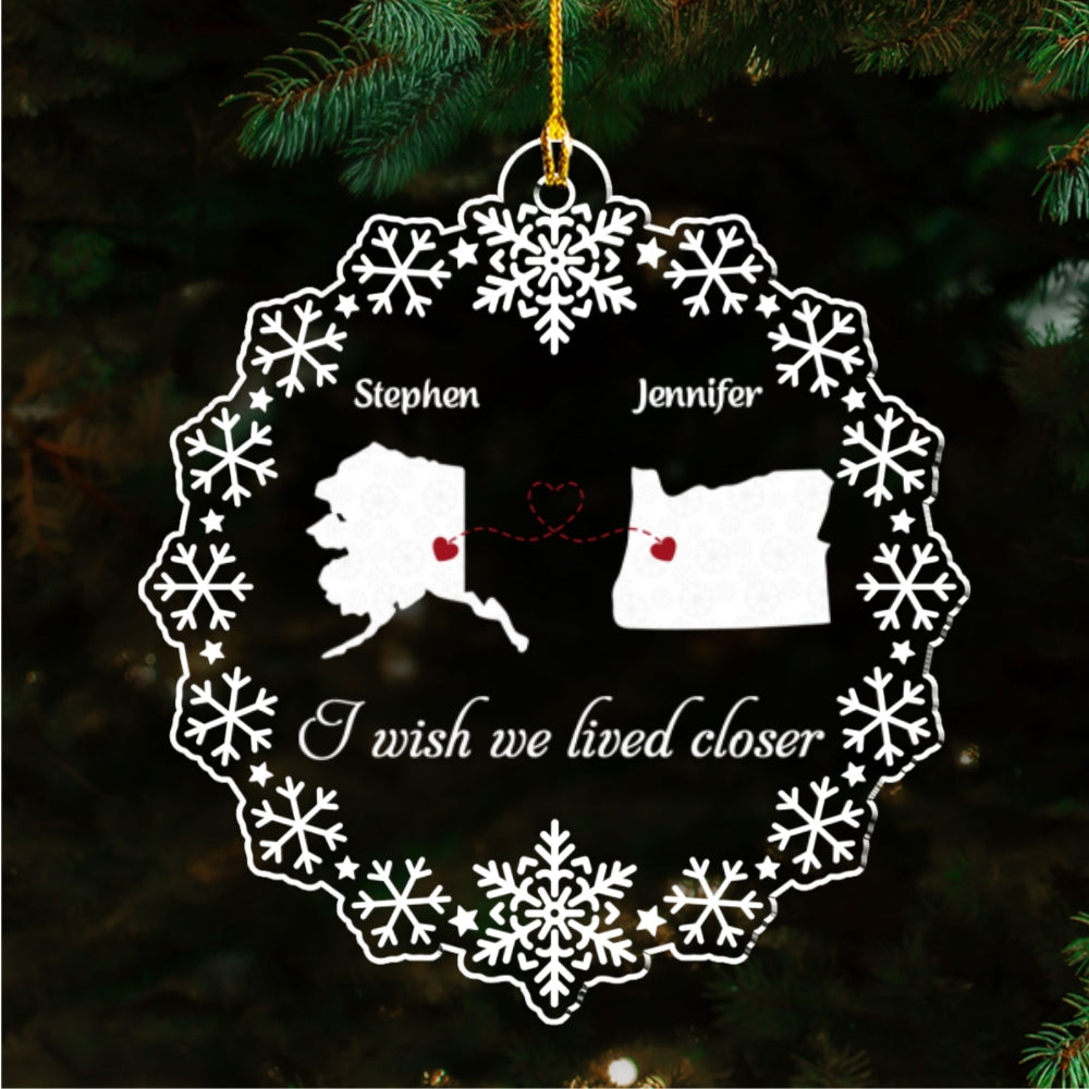 Miles Apart Hearts Together - Personalized Custom Acrylic Ornament