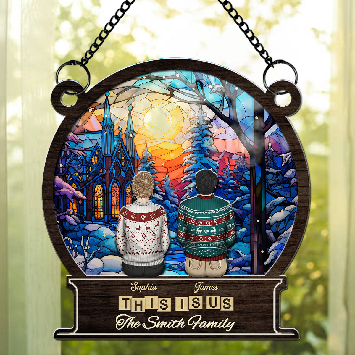 Family Forever And Ever - Personalized Custom Suncatcher