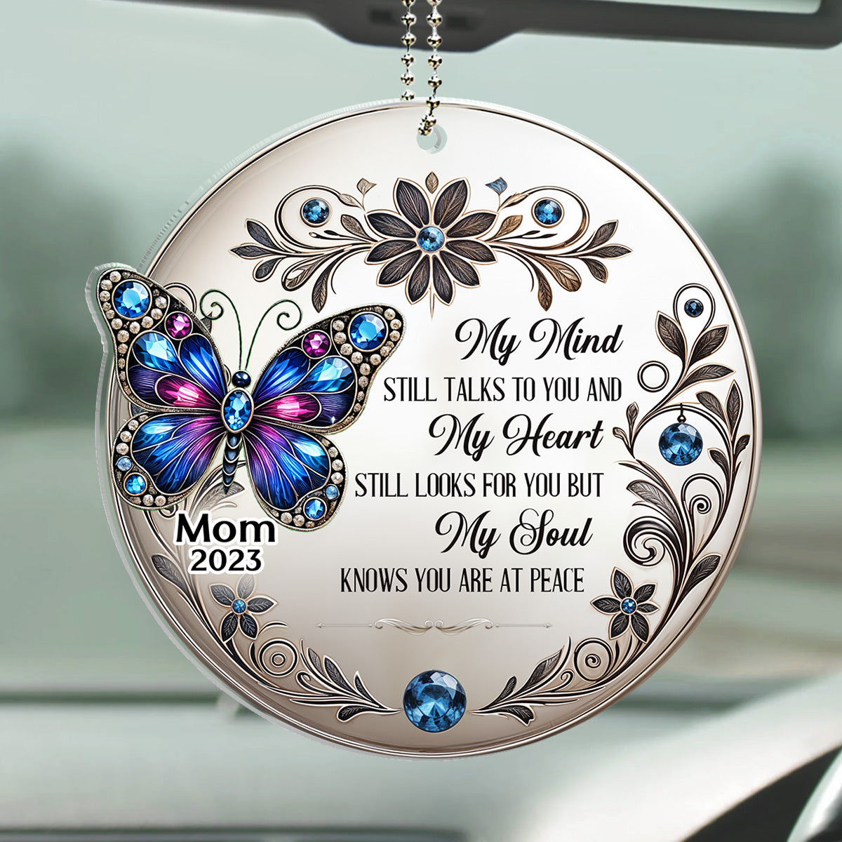 My Mind My Heart My Soul Butterfly - Personalized Custom Car Ornament