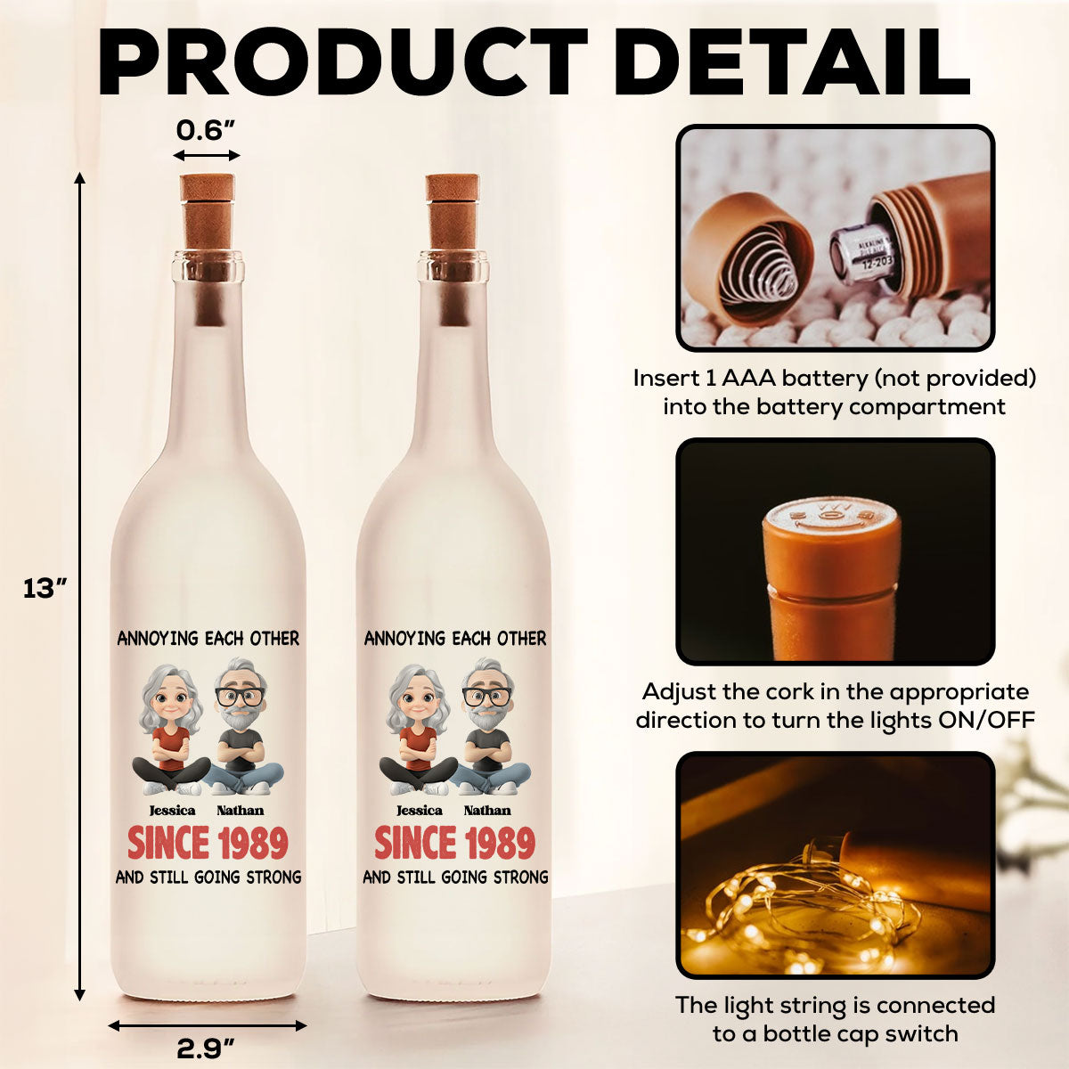 Together Forever - Personalized Custom Bottle Lamp