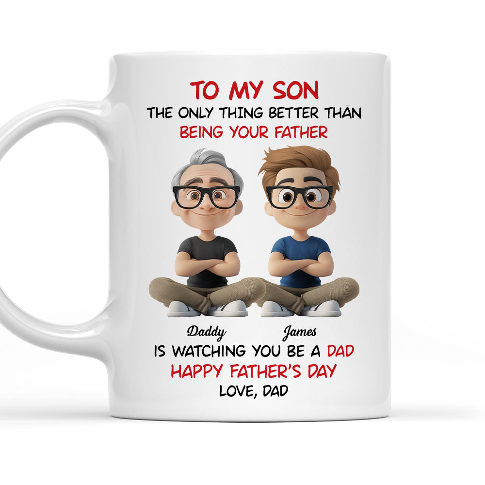 Dad To My Son Cartoonize - Personalized Custom Coffee Mug