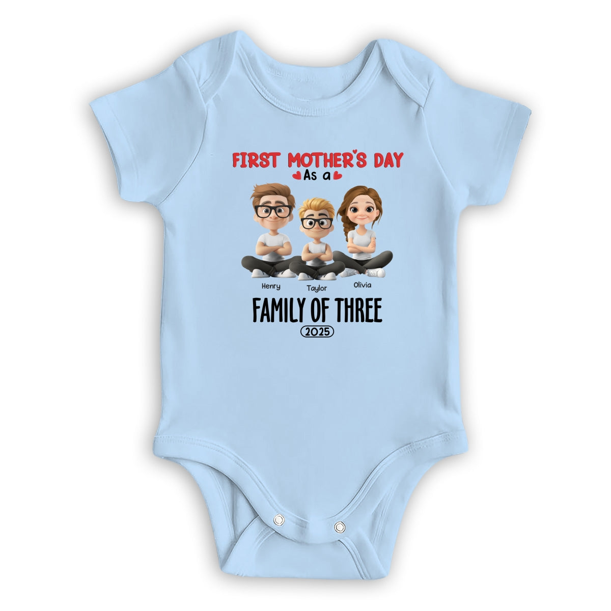 Family Of Three - Personalized Custom T-shirt And Onesie