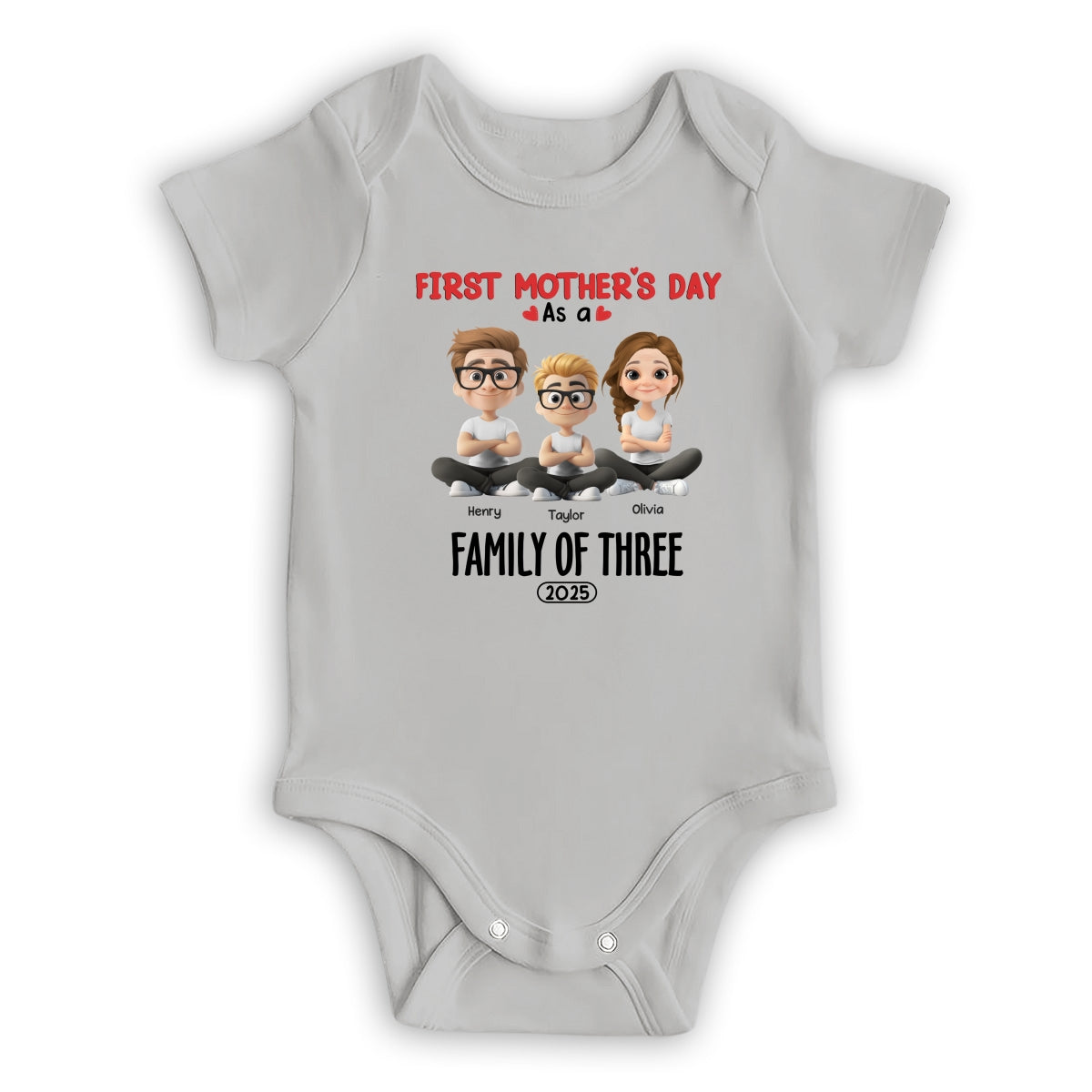 Family Of Three - Personalized Custom T-shirt And Onesie