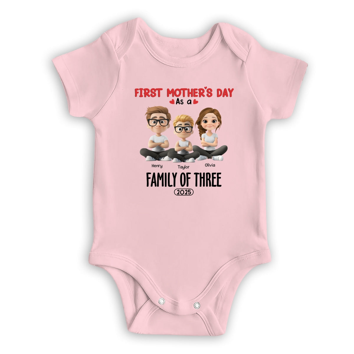 Family Of Three - Personalized Custom T-shirt And Onesie