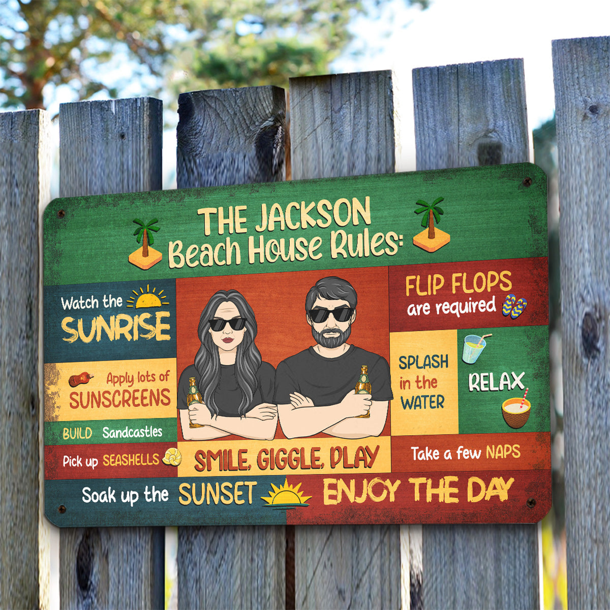 Beach House Rules - Personalized Custom Metal Sign