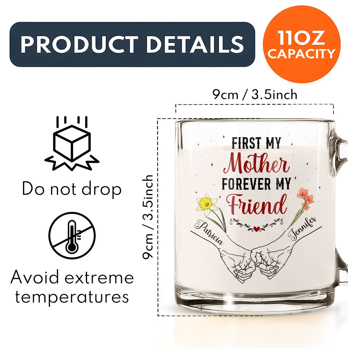 First My Mother Forever My Friend - Personalized Custom Glass Mug