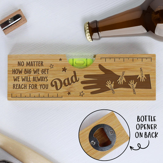 Held by Your Hands, Guided by Your Love - Personalized Custom Engraved Wooden Spirit Level Bottle Opener