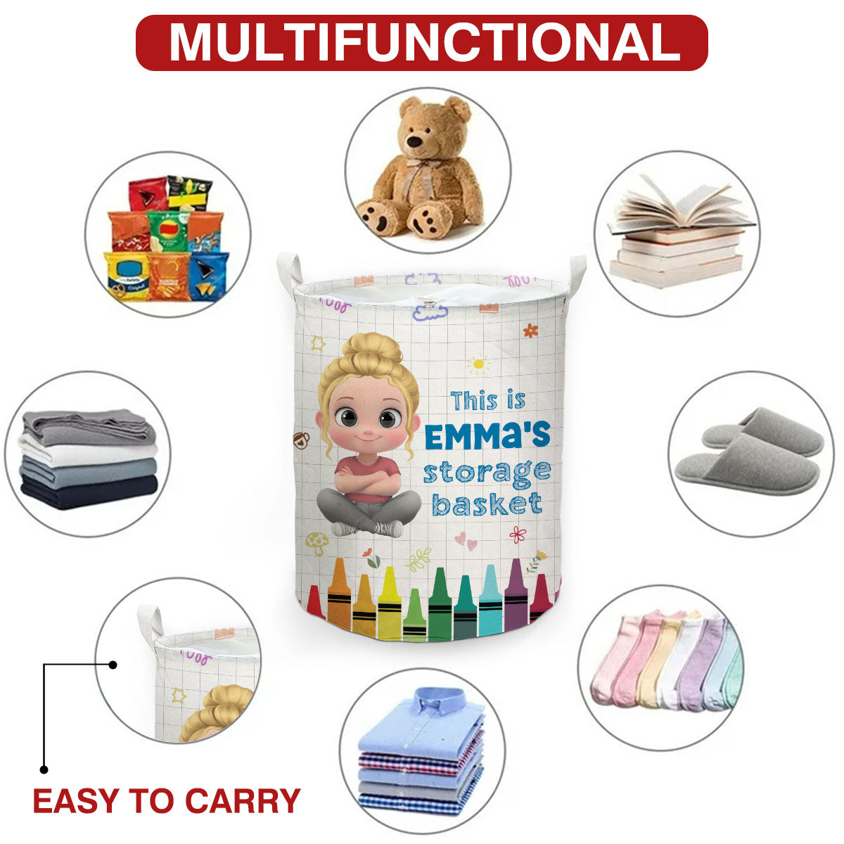 Kids Storage Basket - Personalized Custom Laundry Basket