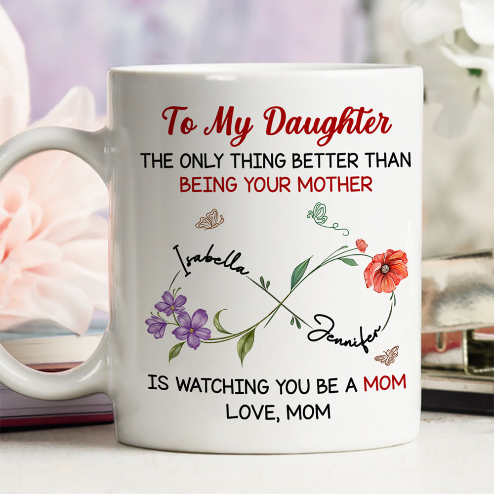 Watching You Be A Mom My Daughter - Personalized Custom Coffee Mug