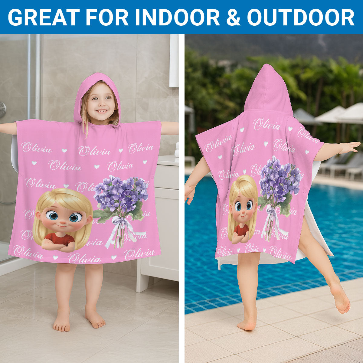 Birthmonth Flower - Personalized Custom Hooded Beach Towel