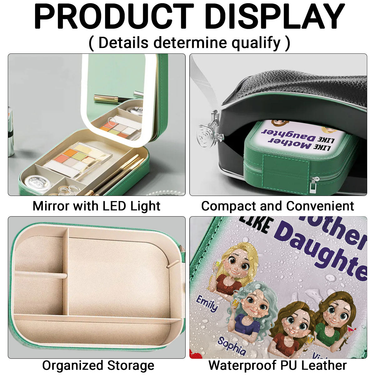 Like Mother Like Daughter - Personalized Custom Jewelry Box With LED Mirror
