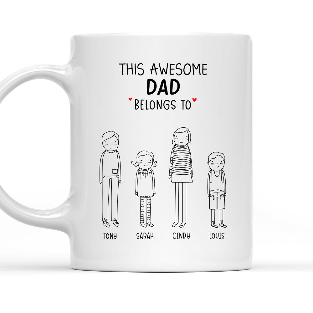 This Awesome Dad Belongs To - Personalized Custom Coffee Mug