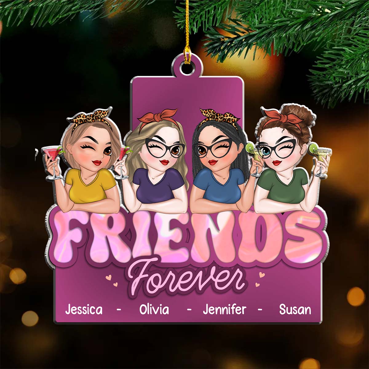 Besties Forever - Personalized Custom Acrylic Ornament