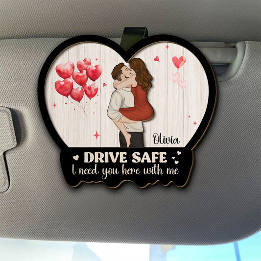 Our First Valentine Couple Cartoon - Personalized Custom Car Visor Clip