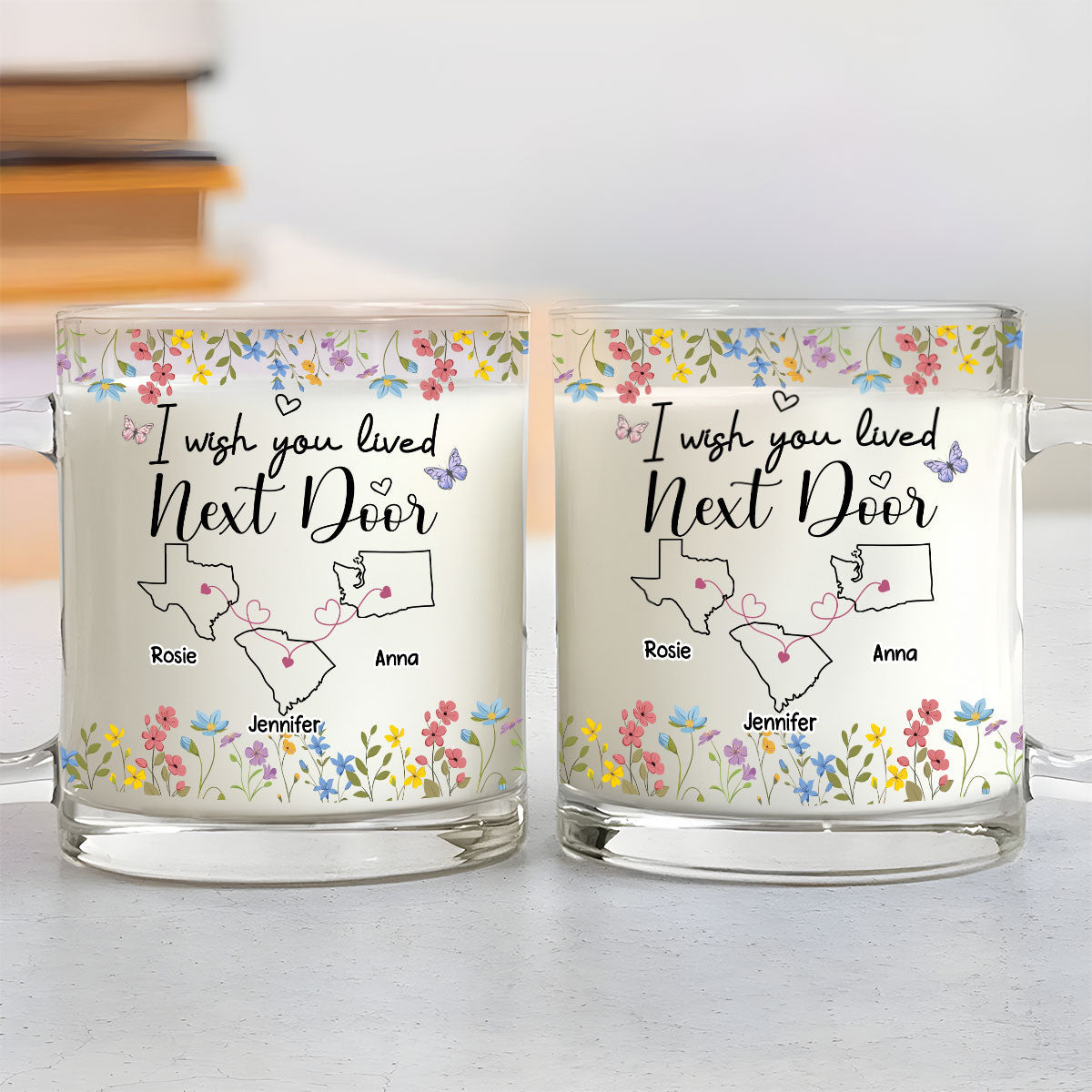 I Wish We Lived Closer Floral Version - Personalized Custom Glass Mug
