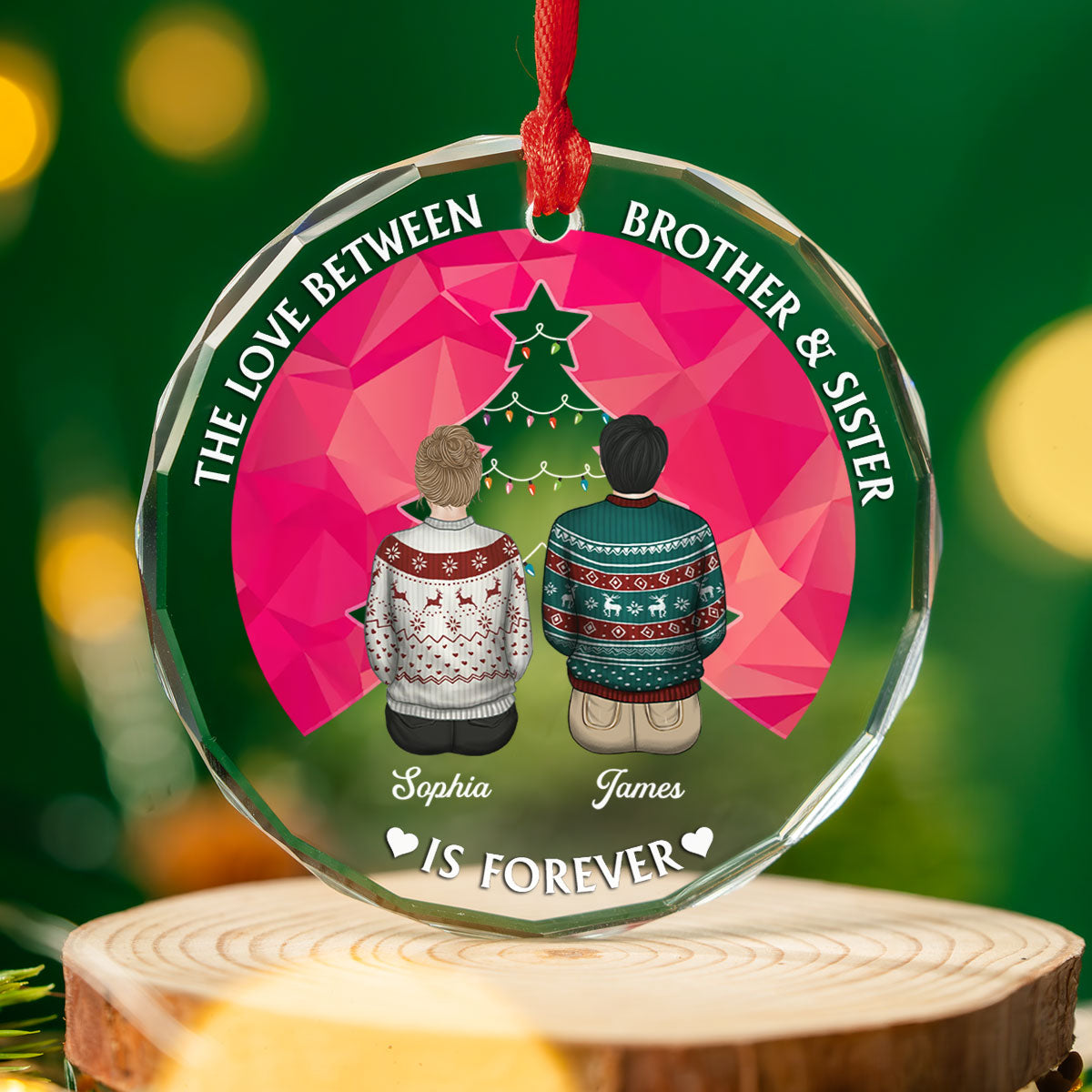 Brothers & Sisters Forever - Personalized Custom Glass Ornament