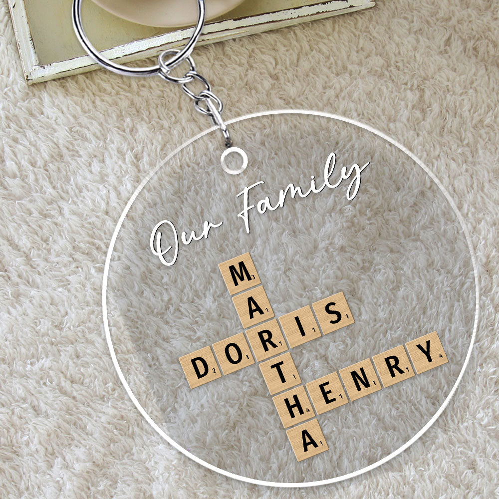 Family Besties Coworker Crossword Art  - Personalized Custom Acrylic Keychain