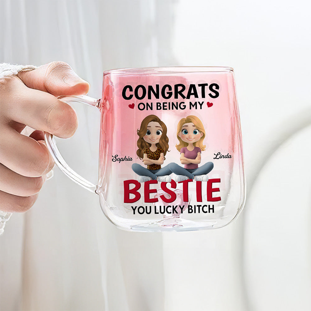 You Lucky To Be My Friends - Personalized Custom Pink Gradient Glass Mug