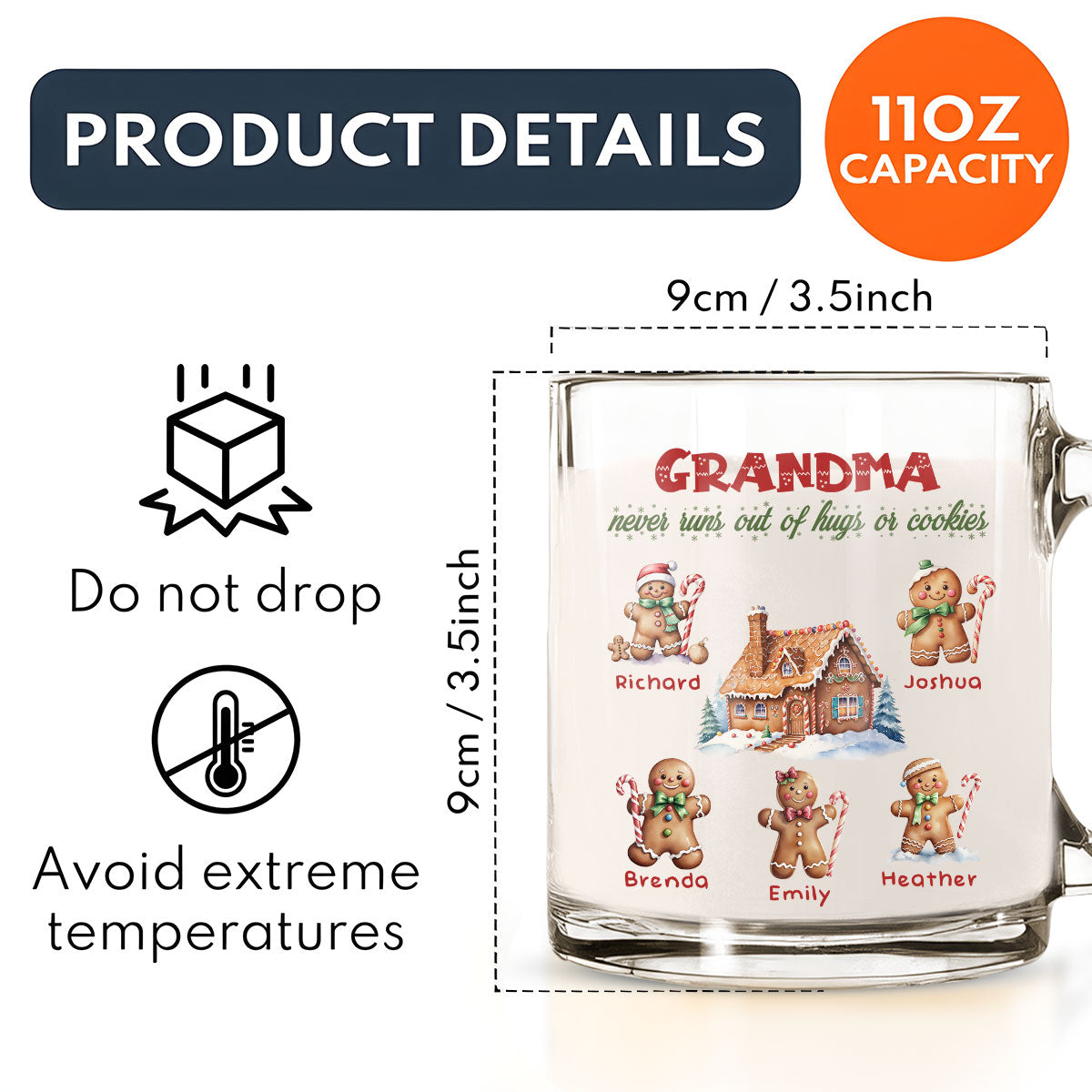 Grandma Never Run Out of Cookies - Personalized Custom Glass Mug