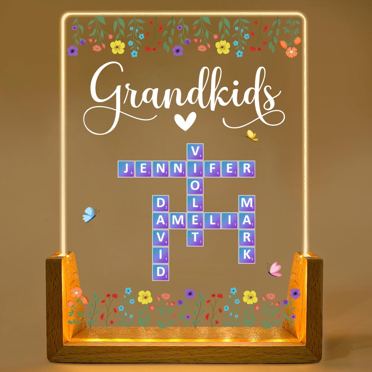 Lovely Grandkids - Personalized Custom Plaque With Walnut Base