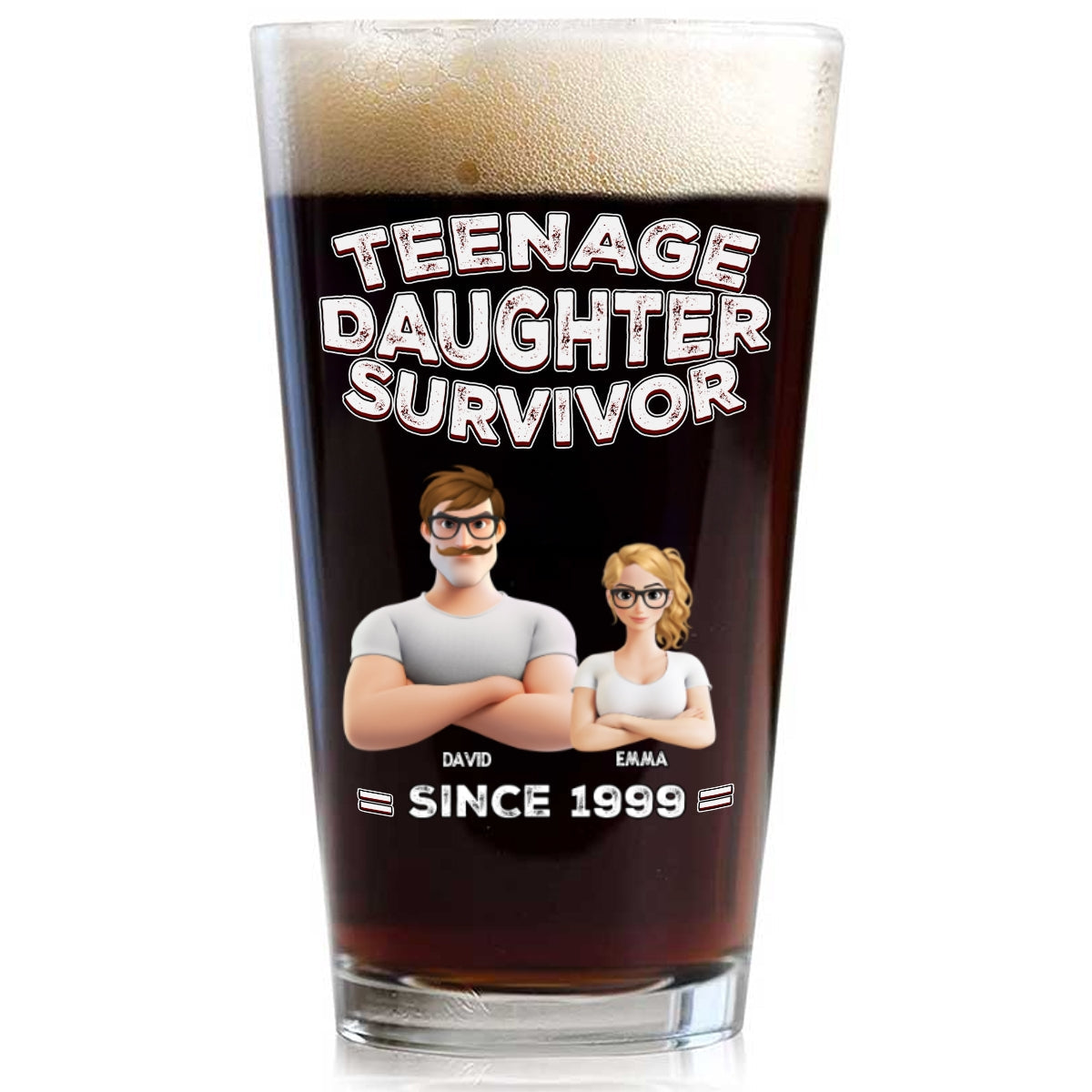 Teenage Daughter Survivor - Personalized Custom Beer Glass