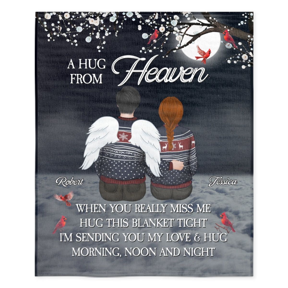 A Hug From Heaven Version 2 - Personalized Custom Fleece Blanket