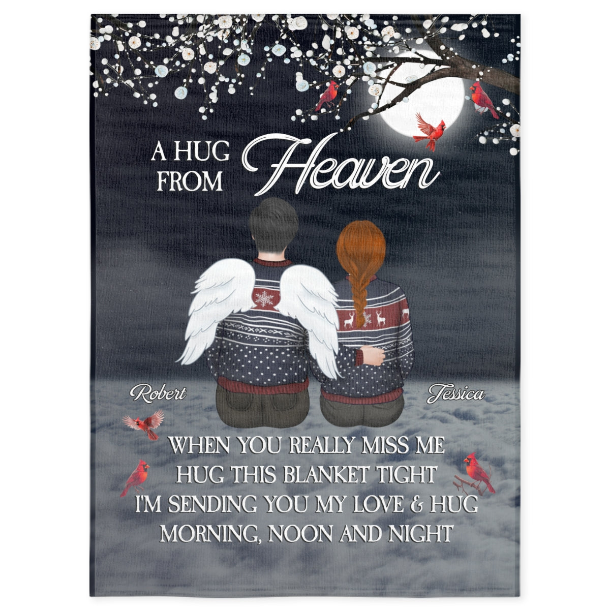 A Hug From Heaven Version 2 - Personalized Custom Fleece Blanket