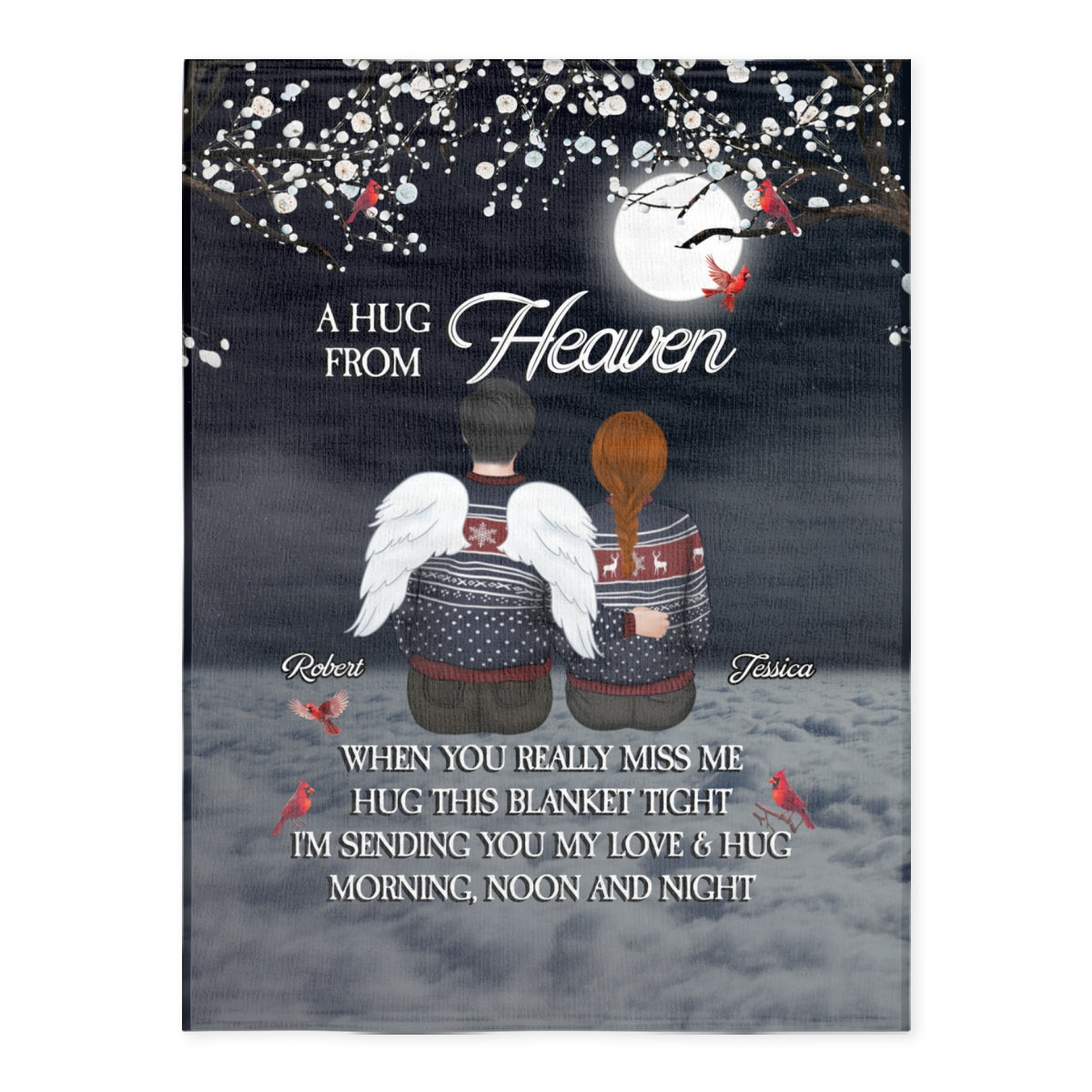 A Hug From Heaven Version 2 - Personalized Custom Fleece Blanket
