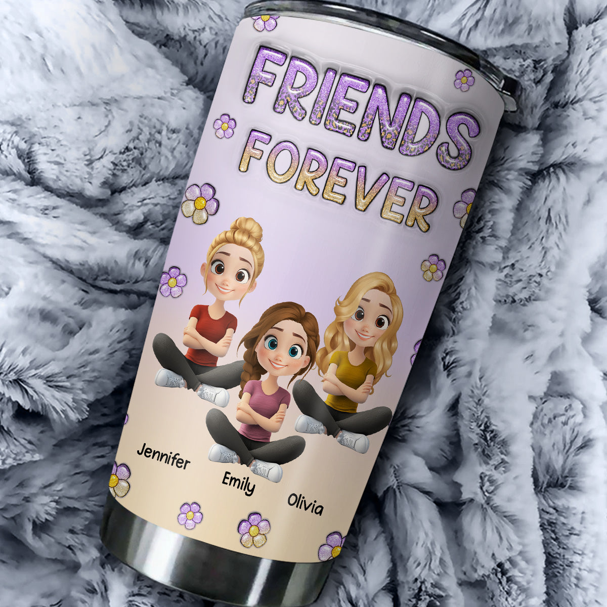 Always My Besties Cartoonize - Personalized Custom 3D Inflated Effect Tumbler