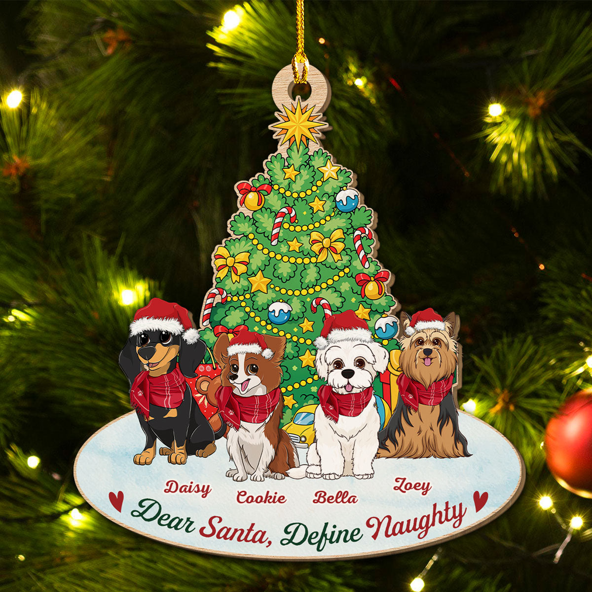 Define Naughty Dog - Personalized Custom Wood Ornament
