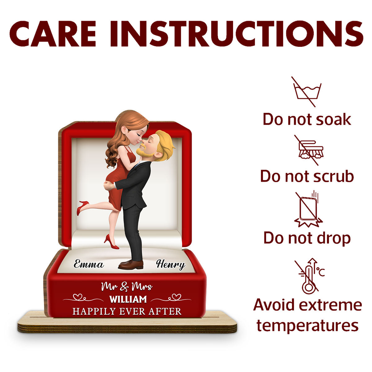 The Year We Married - Personalized Custom 2-Layer Wood Plaque With Flat Base