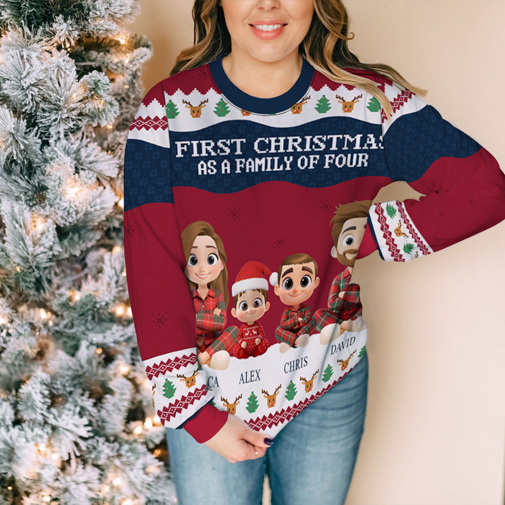 Our First Christmas - Personalized Custom All-Over-Print Sweatshirt