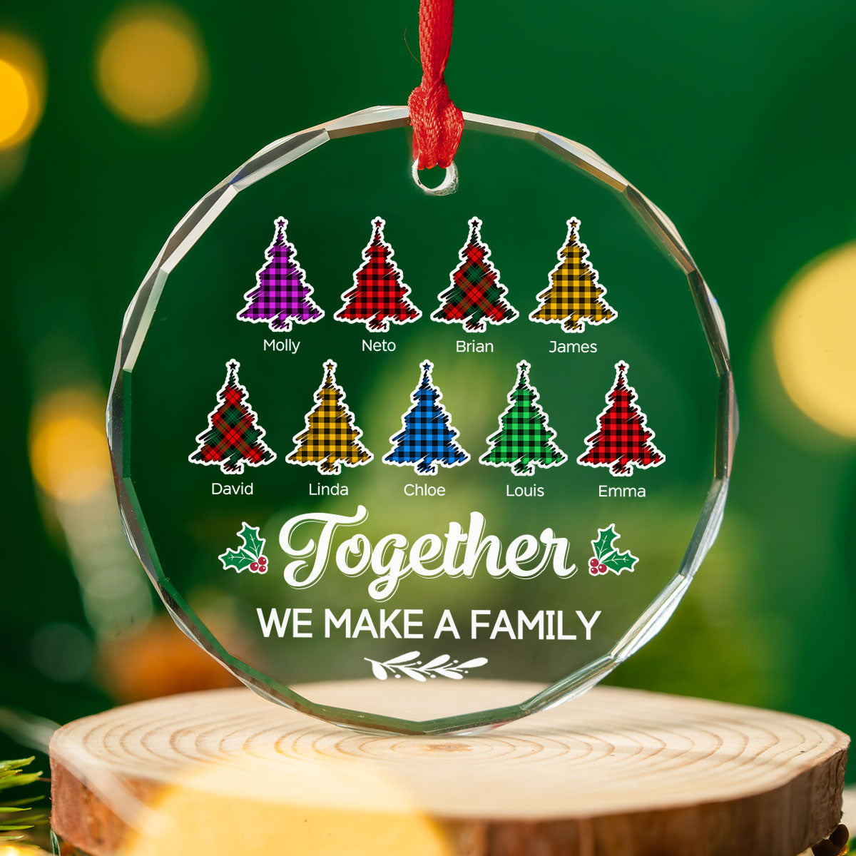 Together We Make A Family - Personalized Custom Glass Ornament